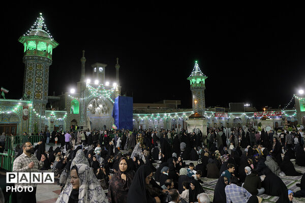 گل آرایی ضریح مطهر حضرت معصومه(س) در شب میلاد امام رضا(ع)