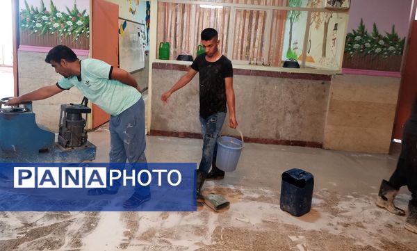 مهیا شدن دبستان شهدای گمنام ناحیه سه کرج برای بازگشایی مهر