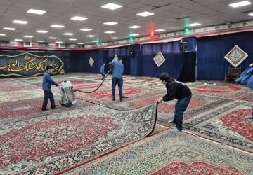 غبارروبی نمازخانه مدرسه مثل مصطفی در آستانه ماه مبارک رمضان