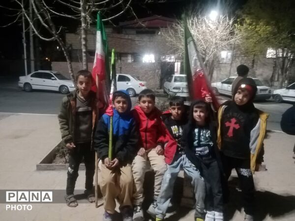 راهپیمایی‌های شبانه مردم روستای باقرآباد شهرستان جعفرآباد قم 