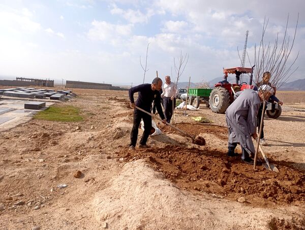 کاشت نهال در آرامستان روستای گزکوه