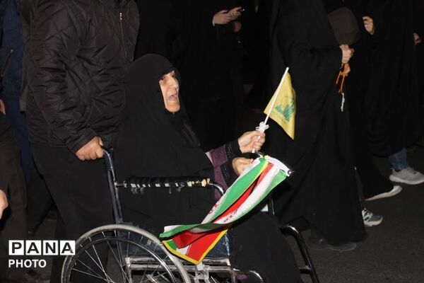 تشییع پیکر پاک جانباز سرافراز دفاع مقدس شهید حسن برزو در چهل و یکمین خروش شبانه مردم رجایی شهر کرج