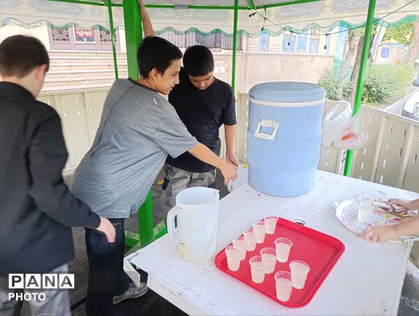 ایستگاه صلواتی دهه اول ماه صفر در مقابل فاطمیه تهران به همت نوجوانان آرمانی برپا شد