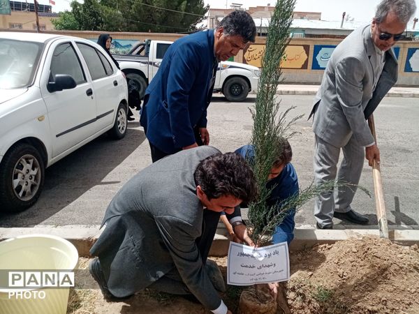 مسئولین اداره آموزش و پرورش کاشمر دو نهال بر زمین نهادند