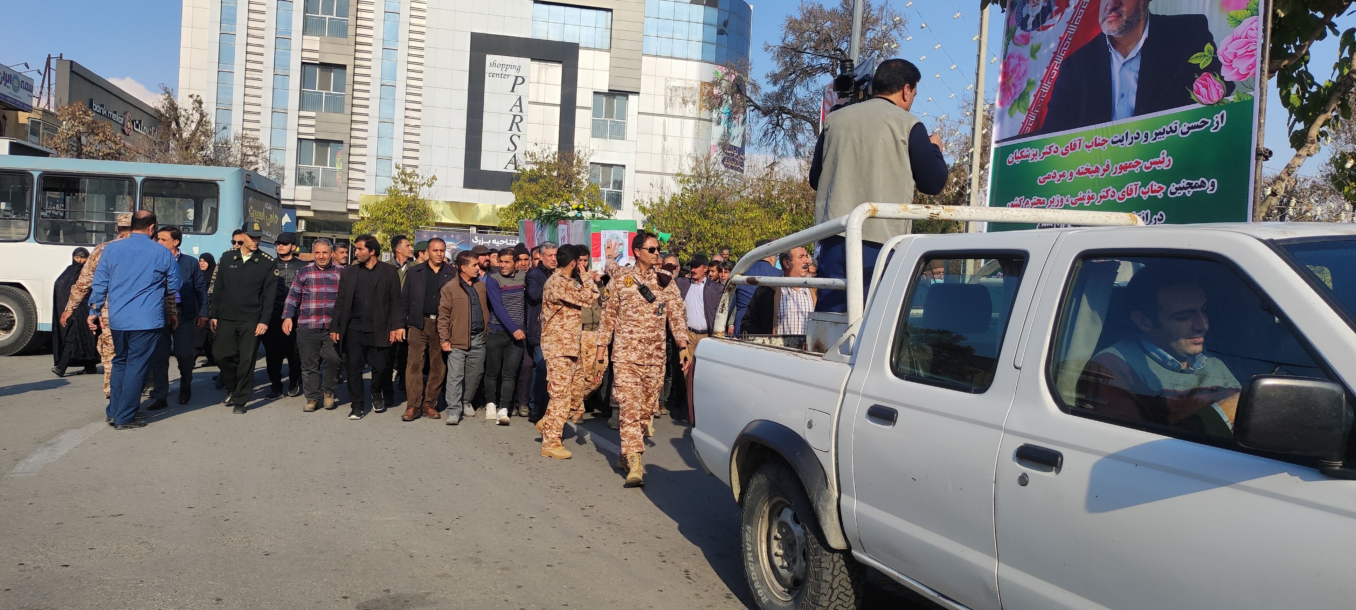 وداع با پیکر جانباز شهید، عبدالحسین خاکشور در شهرستان شیروان