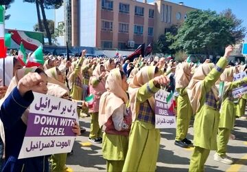 اعلام انزجار نوآموزان پیش‌دبستانی امام محمد باقر(ع) از رژیم غاصب صهیونیستی