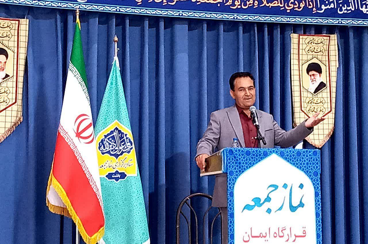 سخنرانی ریاست محترم آموزش پرورش باشت در مراسم نماز جمعه به مناسبت هفته دفاع مقدس و پروژه مهر و آغاز سال تحصیلی