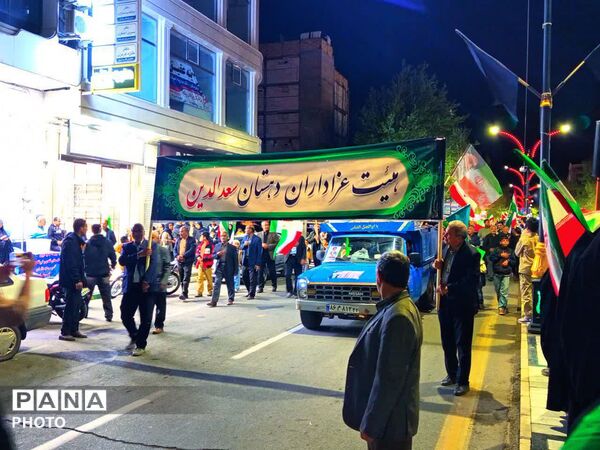 عزاداری هیأت های روستای سعد الدین در مراسم شبانه شهرستان کاشمر