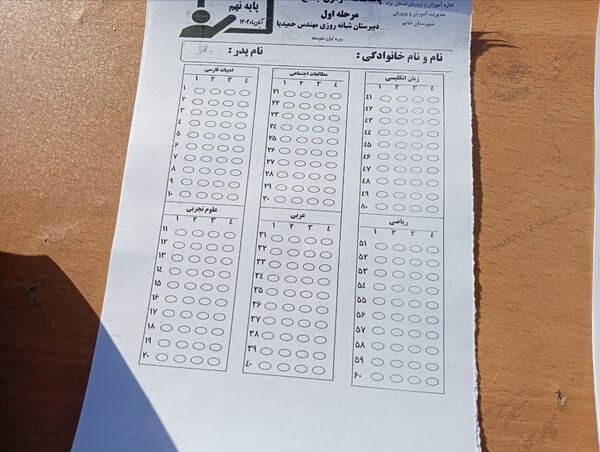 برگزاری آزمون جامع در دبیرستان مهندس حمیدیا
