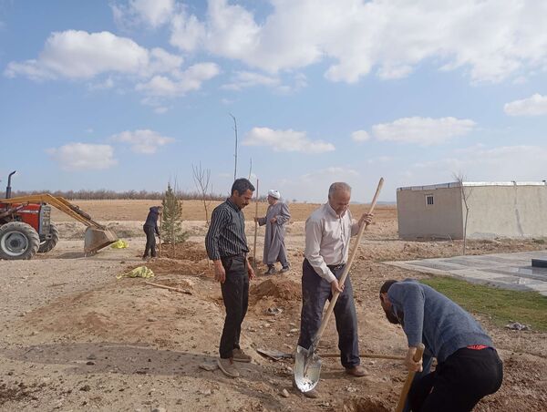 کاشت نهال در آرامستان روستای گزکوه