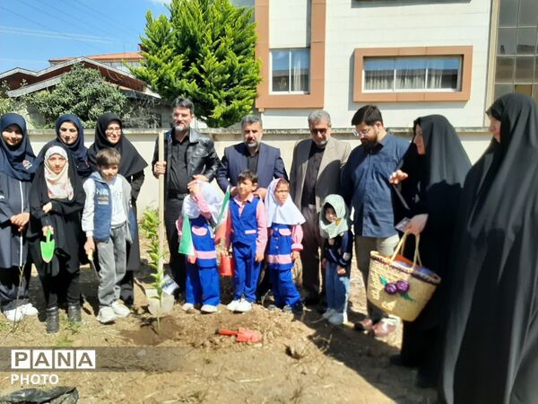 کاشت ۴۰ اصله نهال  به مناسبت چهلمین روز شهادت‌ قائد امت اسلامی ودانش آموزان میناب در تالش