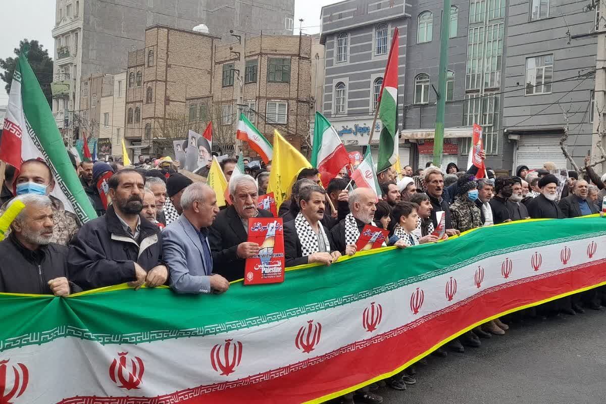 تجدید پیمان مردم ولایتمدار بهارستانی با سومین رهبر انقلاب در روز قدس