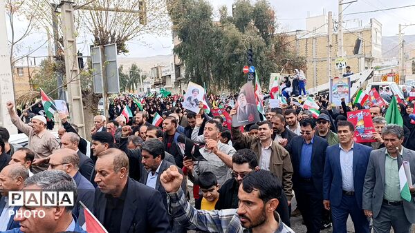 راهپیمایی پرشور و حماسی مردم غیور پلدختر در روز قدس 
