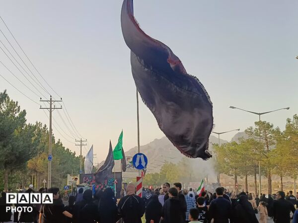 رقص پرچم‌ها در باد عزای کاشمر هم‌صدایی آسمان با زائران