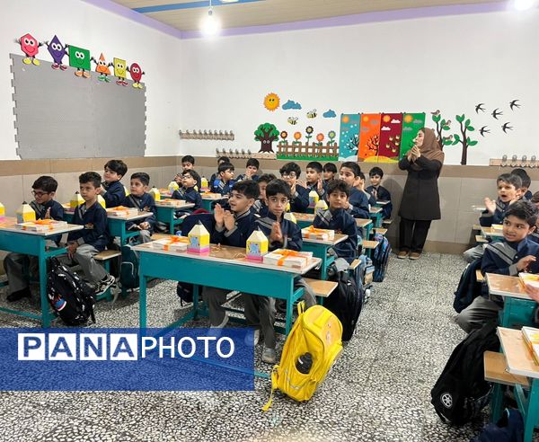 نواختن زنگ شکوفه‌ها در دبستان شاهد پسران شهرستان محمودآباد